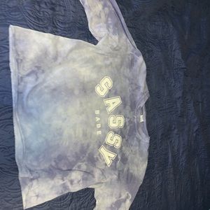 long sleeve tie dye blue shirt